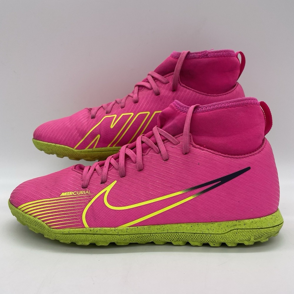 Nike Youth 5.5 Shoes‎ Mercurial Superfly 9 "Luminous" TF Cleats Pink Blast/Volt